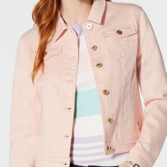 pink tommy hilfiger denim jacket